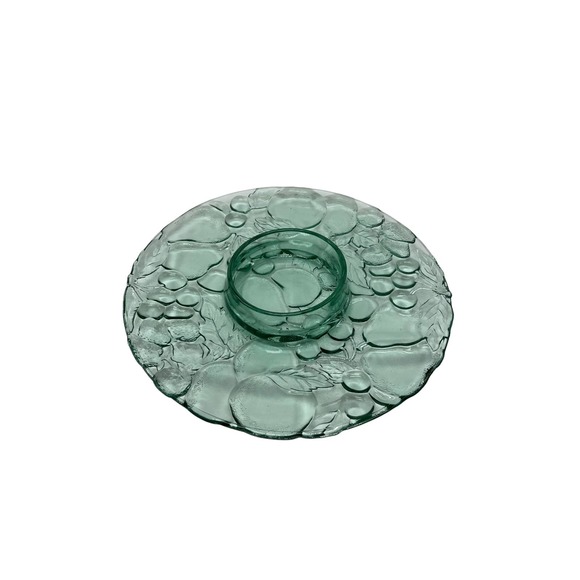 Chip and Dip Dish Made of Tempered Glass w/ Fruit Impressions - Picture 1 of 2